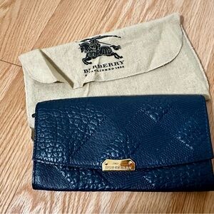 Burberry Dark Blue Leather Wallet